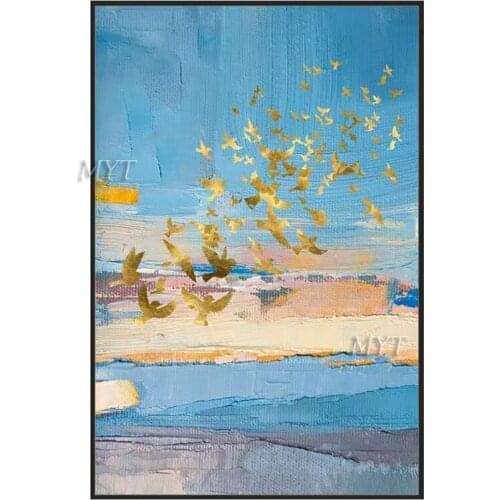 A Flock Of Birds Flying High In The Sky Oil Paintings 100% Handpainted Wall Art Home Decor Picture Modern Oil Paintings