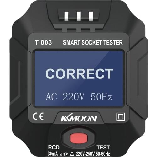 KKmoon Smart Socket Tester Digital LCD Socket Tester Circuit Polarity Detector Wall Plug Breaker Finder Leakage Test for Home