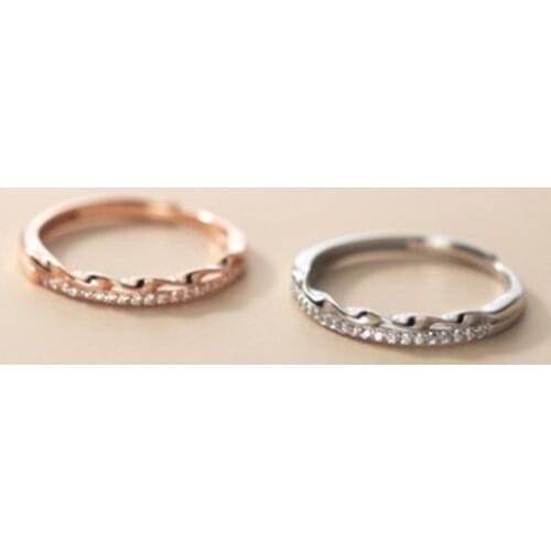 Dreamhonor Fashion Rhinestone Crystal Adjustable Rings for Women Real 925 Sterling Silver Jewelry for Women 2021 Fashion Gift