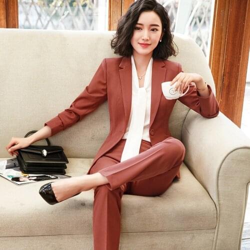 Fashion womens suit long-sleeved non-ironing 2-piece suit work clothes professional business suit suit pants two-piece suit