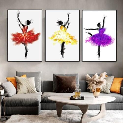 Colorful Skirt Ballet Girls Canvas Paintings Wall Art Abstract Posters and Prints Home Decor Wall Picture For Living Room Cuadro