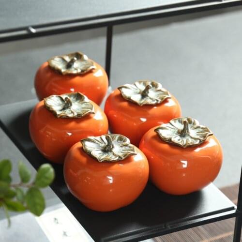 Creative ceramic persimmon caddy mini portable