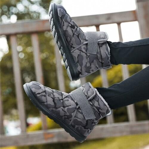 ZEEKSON Winter Mens Warm Cotton Shoes Soft Bottom Snow Boots Cotton Shoes Outdoor Walking Non-slip Unisex Couple Short Boots