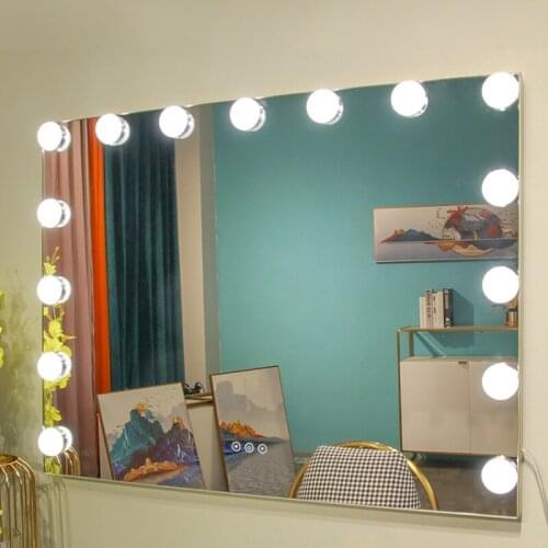 LED Light large Make-up Mirror Desktop With Lamp Smart Wall-mounted Mirror INS Fill Light Vanity Mirror Home Decor For Bedroom