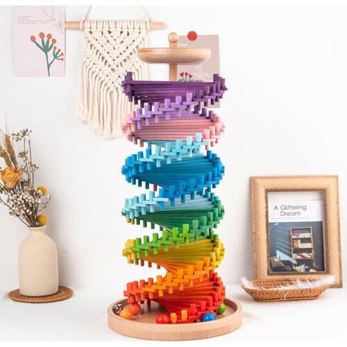 German racing marbles track building block double screw spiral staircase rainbow building block board game
