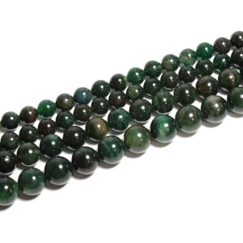 Natural Tanzania Dark Green Mica Loose Round Gem Stone Beads For Jewelry Making DIY Bracelet Handmade Accessories 6 8 10 12MM