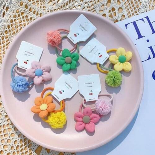 New Korean Hair Accessories Childrens Candy Color Elastic Hair Bands For Girls Hair Ring Hair Rope Kids Hair Styling Tools 2pcs