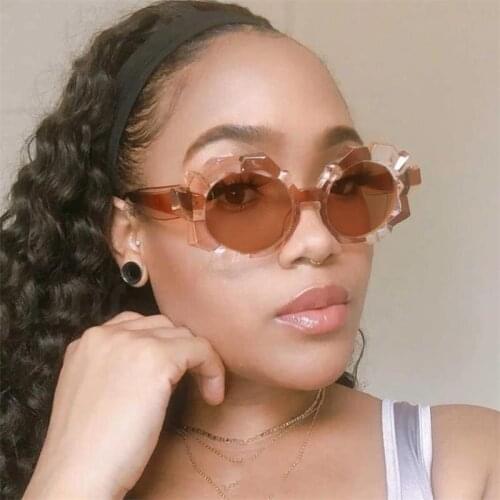 Mirror Crystal Cool Sunglasses Women Oculos De Sol Feminino Brand Design Angular Polygon Sun Glasses Vintage Eyeglasses