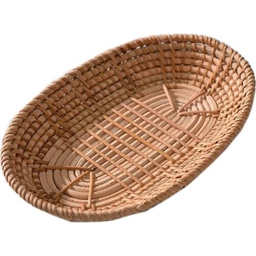 Woven Storage Basket Rattan Bread Basket Fruit Basket Serving Baskets for Home Kitchen Desk Snack Sundries Organizer