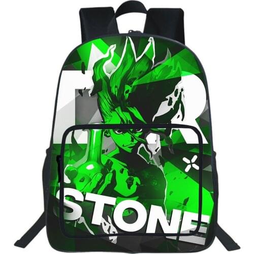 Dr Stone Backpack Double Zipper School Bag Teenagers School Backbag Cute Bookbag Boys Girls Bags Anime Cosplay Rucksack Mochila
