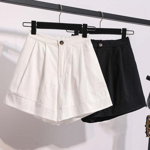 S-5XL Plus Size Casual Straight Loose Summer Shorts Women High Waist White Black Shorts Female Wide Leg Short Trousers C7217