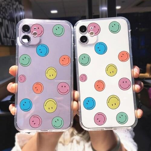 Cute Wave Point Smile Face Phone Case for IPhone 12 11 Pro Max XS XR 12Pro SE 2020 6S 7 8 Plus X Silicone Soft TPU Clear Cover