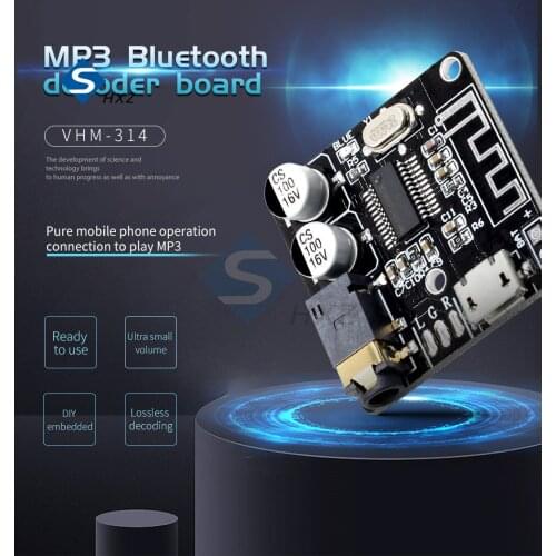 VHM-314 Bluetooth 5.0 Audio Receiver Module MP3 Lossless Decoder Board 3.7-5V Wireless Stereo Music Decoding Amplifier Board