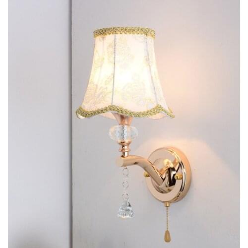 Vintage loft nordic decoration home crystal luminaria crystal iron bedside living room bedroom wall lamp