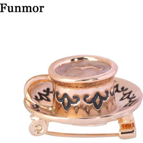 Funmor Vintage Coffee Cup Pattern Enamel Pins Alloy Brooches For Women Men Suit Cardigans Backpack Jewelry Daily Ornaments Gifts
