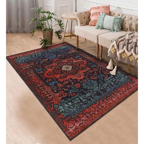 Kırmızı Bordo Etnik Desenli Halı şönil orjinal desenli halı yatak odası oturma odası mutfak kaymaz anti alerjik ücretsiz kargo