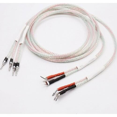 High Quality A pair Valhalla Series Hifi speaker cable with banana to spade Plug Speaker Audio Cable