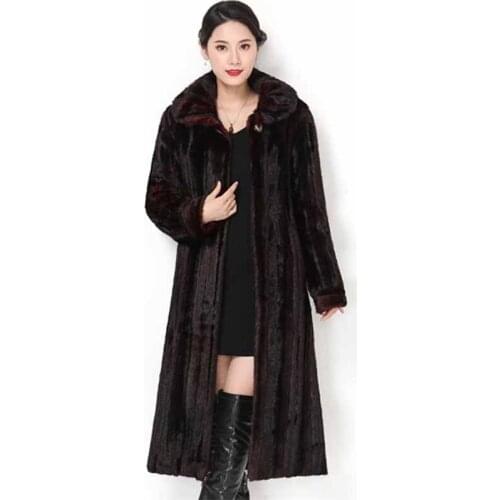 Harajuku Plus size 5XL Faux Mink Fur Coat Women Winter Thicken Warm Jackets Female Loose Fur Outerwear X-Long Basic Coats G264