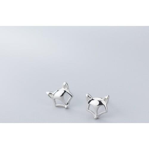 MloveAcc Sketch Fox Head Stud Earrings for Women 925 Silver Ear Studs Jewelry Gifts for Girl Fashion Jewelry 2019 New