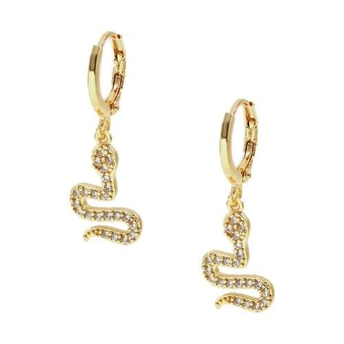Zodiac Pave Zircon Snake Dangle Earrings for Women