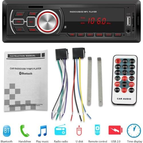 1-DIN Car Stereo FM Radio Receiver In-Dash Head Unit 5208E Bluetooth AUX TF USB for Caring Personal Cars Accessories