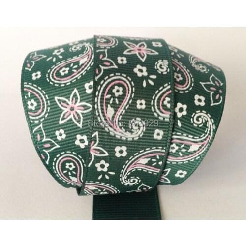 100yards/lot ) 1" Hunter Paisley Print Gift Ribbon