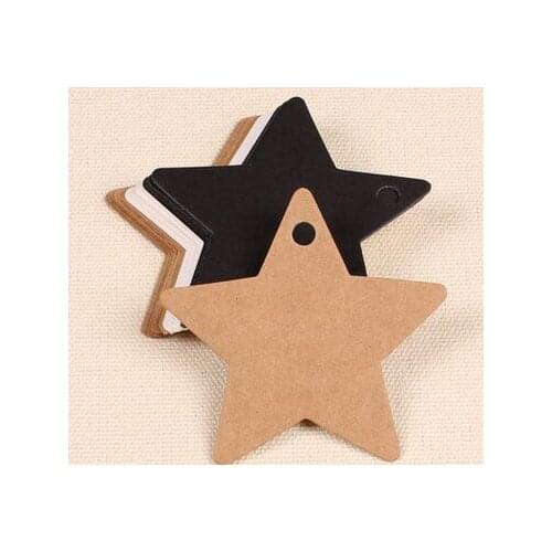 1000pcs/lot 6x6cm Brown stars Kraft Paper Gift Tags Wedding Luggage Scallop Label Blank New