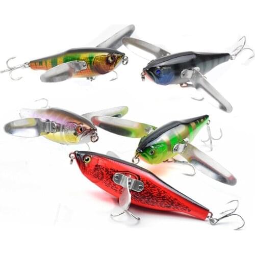 120MM 34G Topwater Popper Fishing Lure Tackle Hard Body Stainless Steel Wings