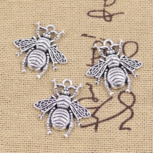 15pcs Charms Hornet Honeybee Bee Honey 21x20mm Antique Silver Color Pendants Making DIY Handmade Tibetan Finding Jewelry