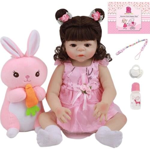 45CM Newborn Silicone Full Body Reborn Dolls 18'' Fashion Realistic Reborn Alive Bebe Doll For Childrens Day Gifts Kids Present