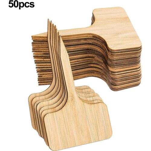 50PCS Flower Card Succulent Label Cards Landscape Signboard Nameplate Carved Bamboo Sign Tags For Garden Flowers Plants