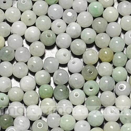 6PCS Waxy White Grade A Natural Burma Jade Gemstone Round Loose Beads 5mm