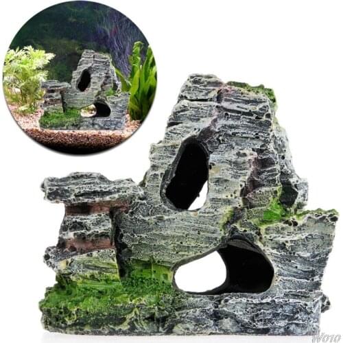 Mountain View Aquarium Rock Cave Tree Bridge Fish Tank Ornament Rockery Decor-W110