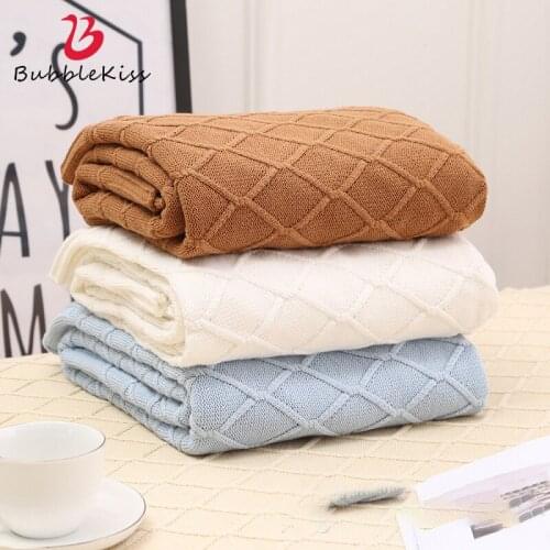 Bubble Kiss Throw Blanket Nordic Style Cotton Knitted Office Nap Blanket Shawl Air Conditioning Blanket For Bedroom Decoration