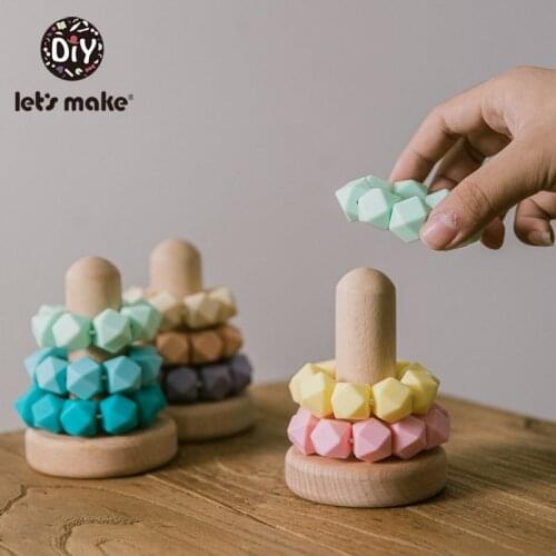 Lets Make Baby Toy Folding Tower Colored Building Blocks 3D Folding Tower Stacking Game Montessori Kids Gifts For Children