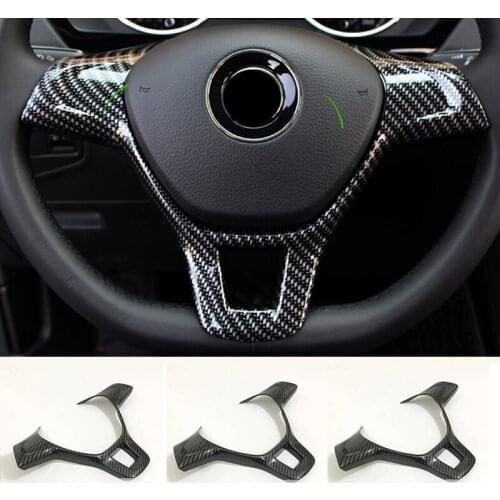 For Tiguan MK2 2017 2018 ABS Carbon fibre Car Steering wheel Button frame cover trim Car Styling Accessories