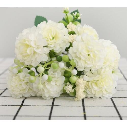 1 Bunch of Artificial Silk Hydrangea Bouquet For Home Decoration DIY Wedding Flower Arrangement Party Supplies Photo Props