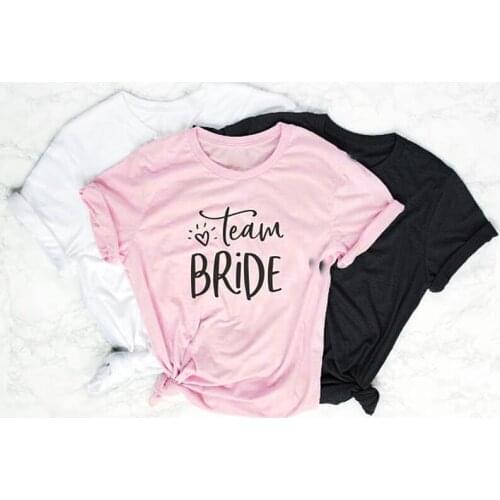 Camiseta Feminina Bride Squad Weed Clothing Pretty Women S Cotton Graphic Tee Tops Team Bride Couple T-shirt