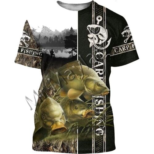 Harajuku 3D Print Fashion Animal Carp Fishing Camo Men/Women O-Neck T-shirts Unisex Leisure Streetwear Tanks T shirts Tops S-149