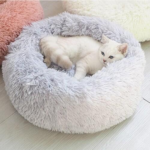Cat Pet Bed Kennel Round Cat Winter Warm Dog House Sleeping Bag Long Plush Super Soft Pet Dog Bed Puppy Cushion Mat Cat Supplies