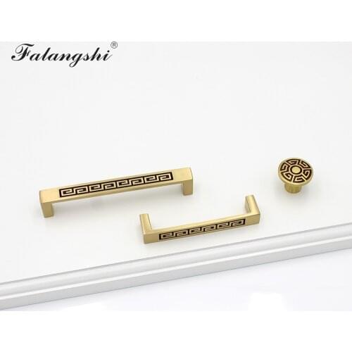 Brass Door Handles Brush Gold Rectangle Handles For Kitchen Cabinets Cupboard Furniture Door Handles for Interior Doors WB-DH001