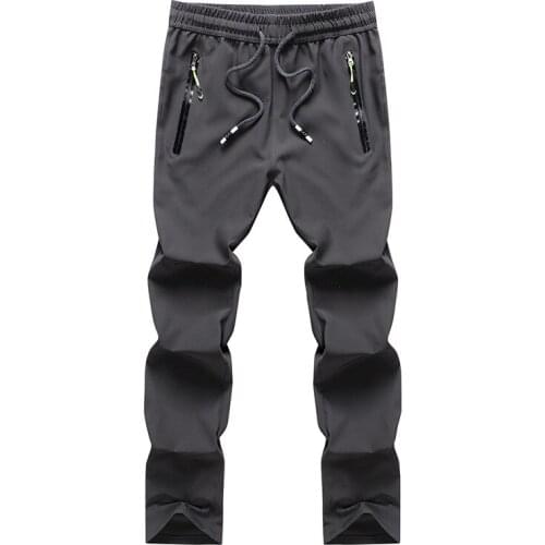 Summer Ice Silk Pants Mens Thin Breathable Loose Large Size Stretch Quick-drying Casual Pants Sports Fitness Pants Trousers