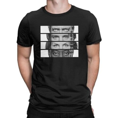 House Faces T-Shirts Men House MD Short Sleeve Vintage o-Neck Cotton Clothes Men Cotton Tees Streetwear