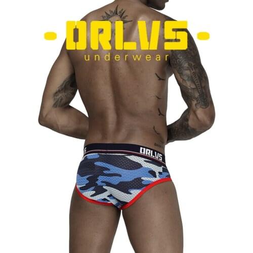 ORLVS Brand Men Underwear Mesh Men Briefs Comfortable Underpants Breathable Male Panties Cueca Sexy Gay Underwear Camouflage