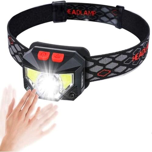 New Type Red Light Head Lamp, Sensor Switch USB Rechargeable 3W COB Headlamp