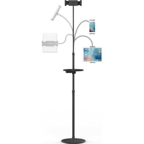 Treadmill Gooseneck Tablet Floor Stand Smart Phones Holder with Portable Tray Support 4 - 11'' Tablets and Smartphone