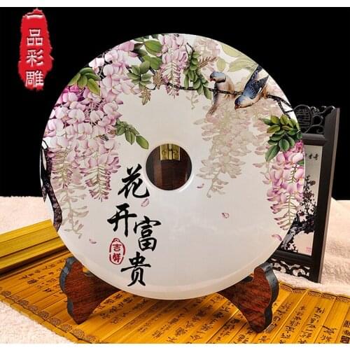 Natural jade buckle ornaments crafts TV cabinet Cabinet Bookcase Home Furnishing creative crafts jade buckle