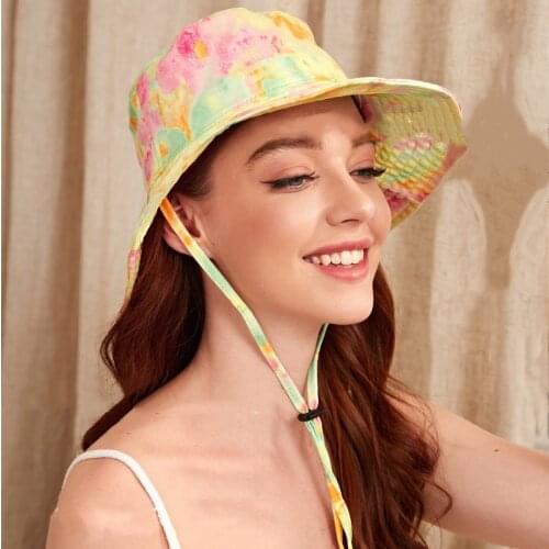 Tie-Dye Print Bucket Hats Women Fisherman Hat Reversible Fishing Cap Colourful Graffiti Bob Caps Men Hip Hop Creative Gorros