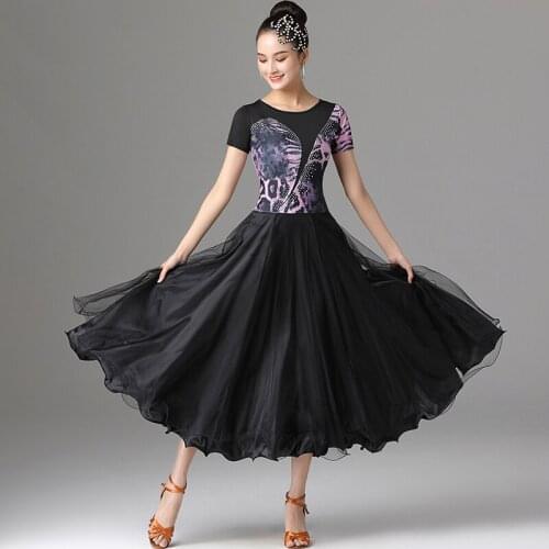 Modern Dance Competition Dress For Women Adult Short Sleeve Big Swing Waltz Dance Stage Costumes Ballroom Dance Clothing DQL5337