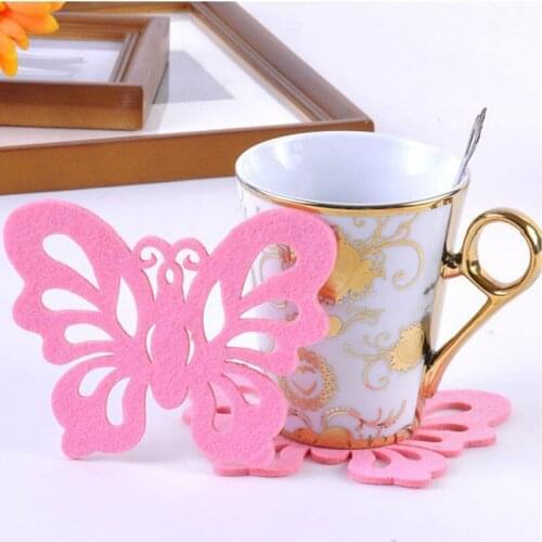 Placemat Disc Butterfly Shaped Heat Pad Insulation Household Coasters Cup Dish Coffee Heat Proof Mat Pads for Table Random color